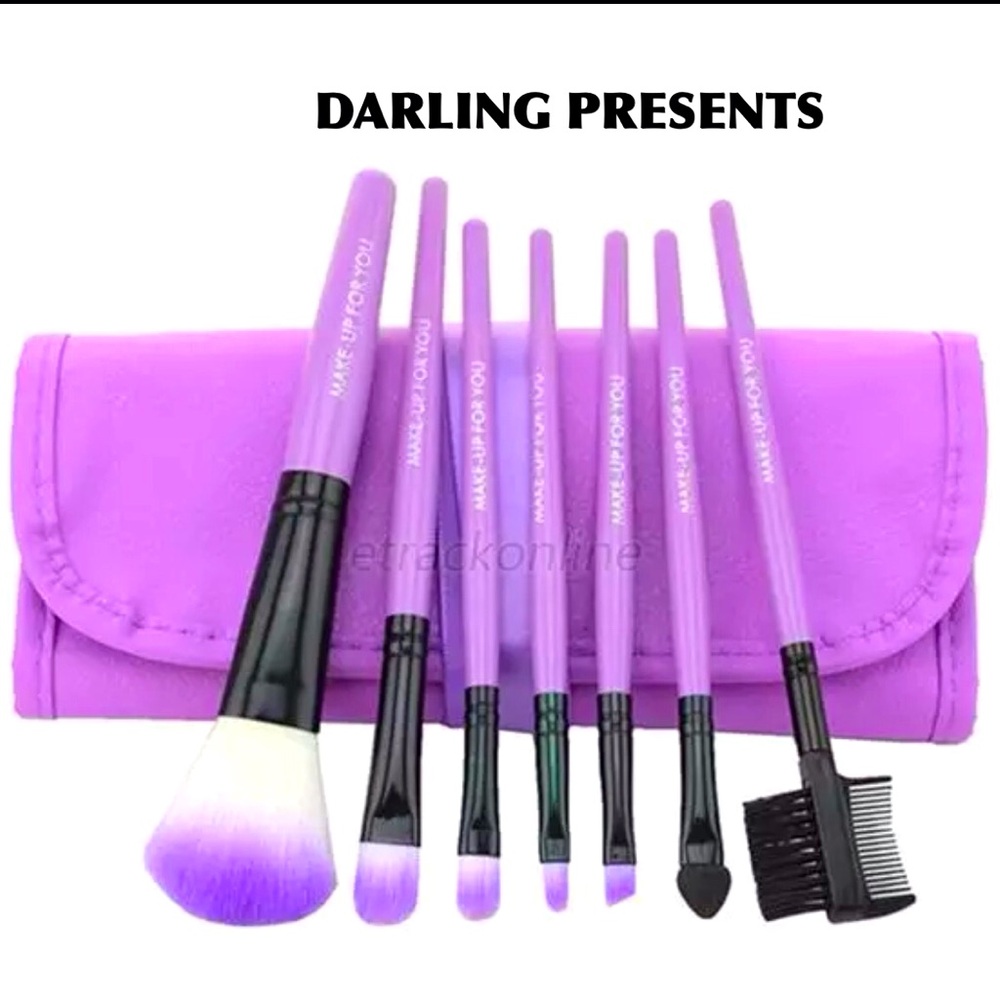 7 Piece Makeup Brush Set Unisex Color Purple